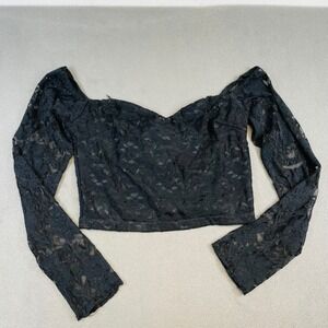 Vintage NWT Gothic Lace Sheer‎ Mesh Top Women's Small Y2K Romantic Clubwear